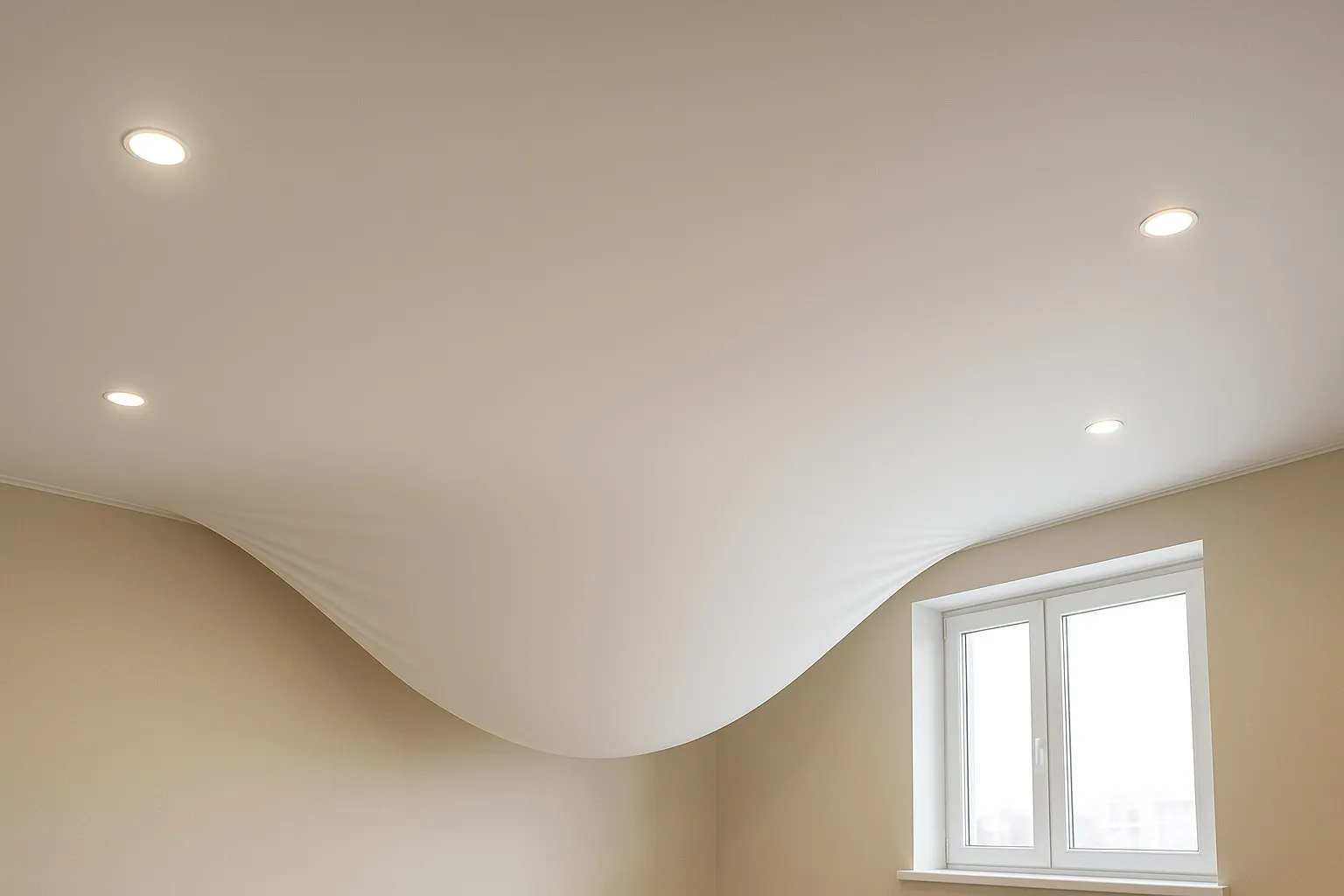 Появление провисов на потолке - причины, что делать и как избежать